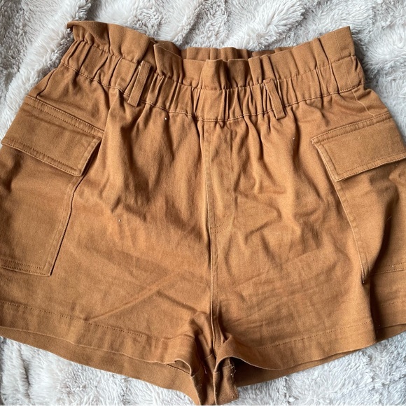 LA Hearts Pacsun Paperbag Shorts High Waist Elastic Stretch Tan Pockets M - Picture 3 of 7